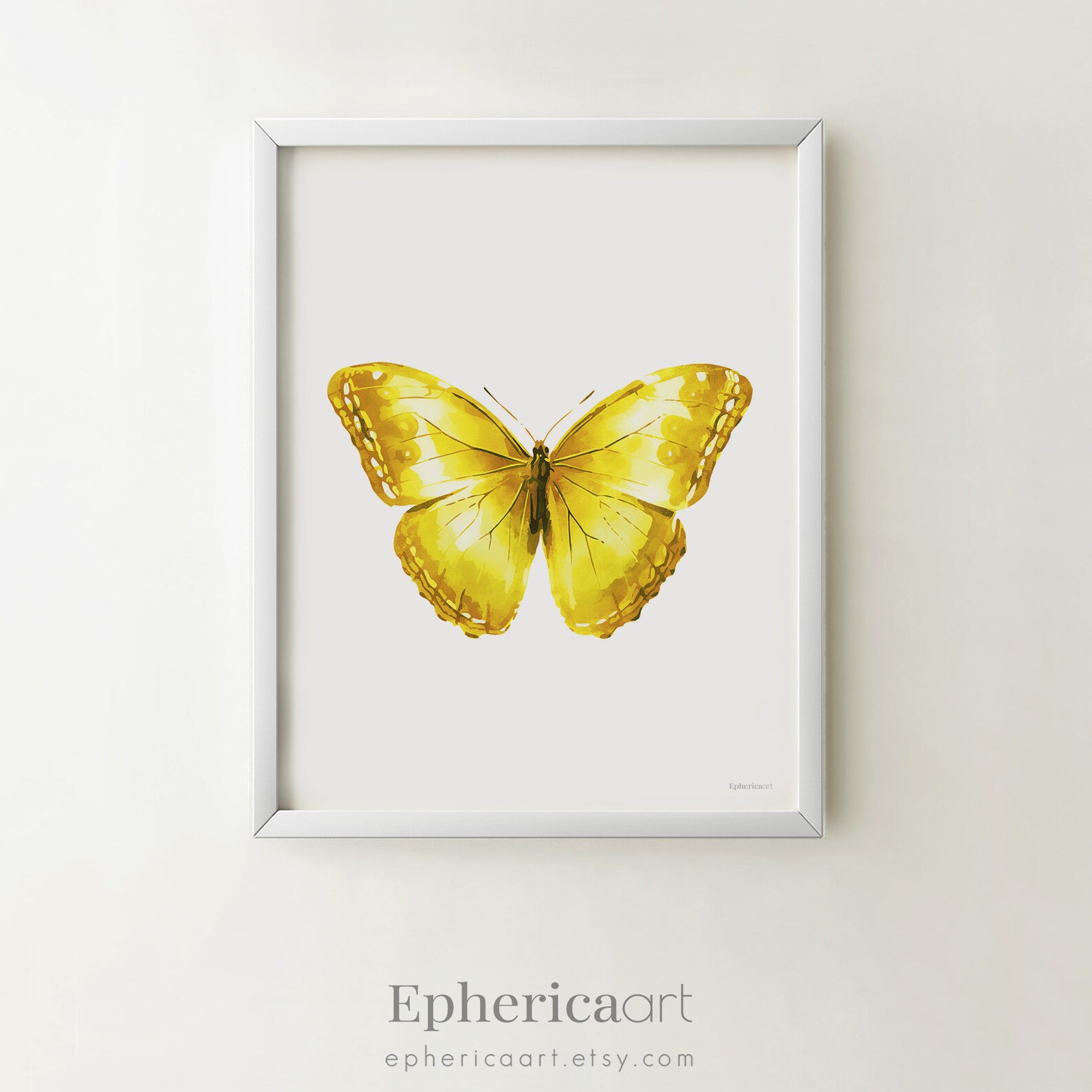 Butterfly Print Wall Art Yellow Butterfly Art Bedroom Wall Etsy
