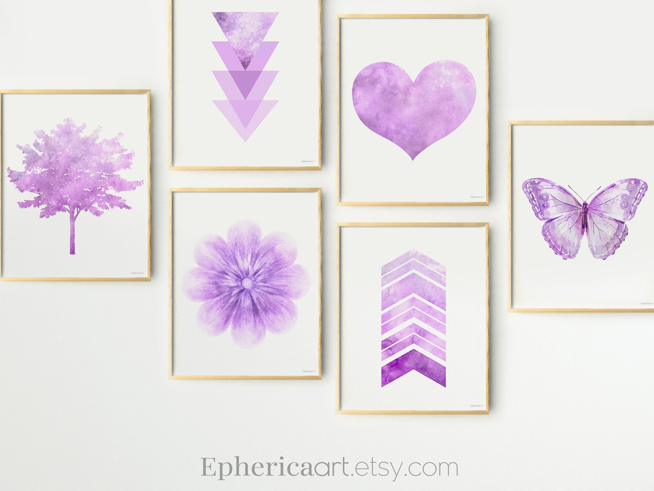 Girl Bedroom Gallery wall art Lavender purple wall decor | Etsy