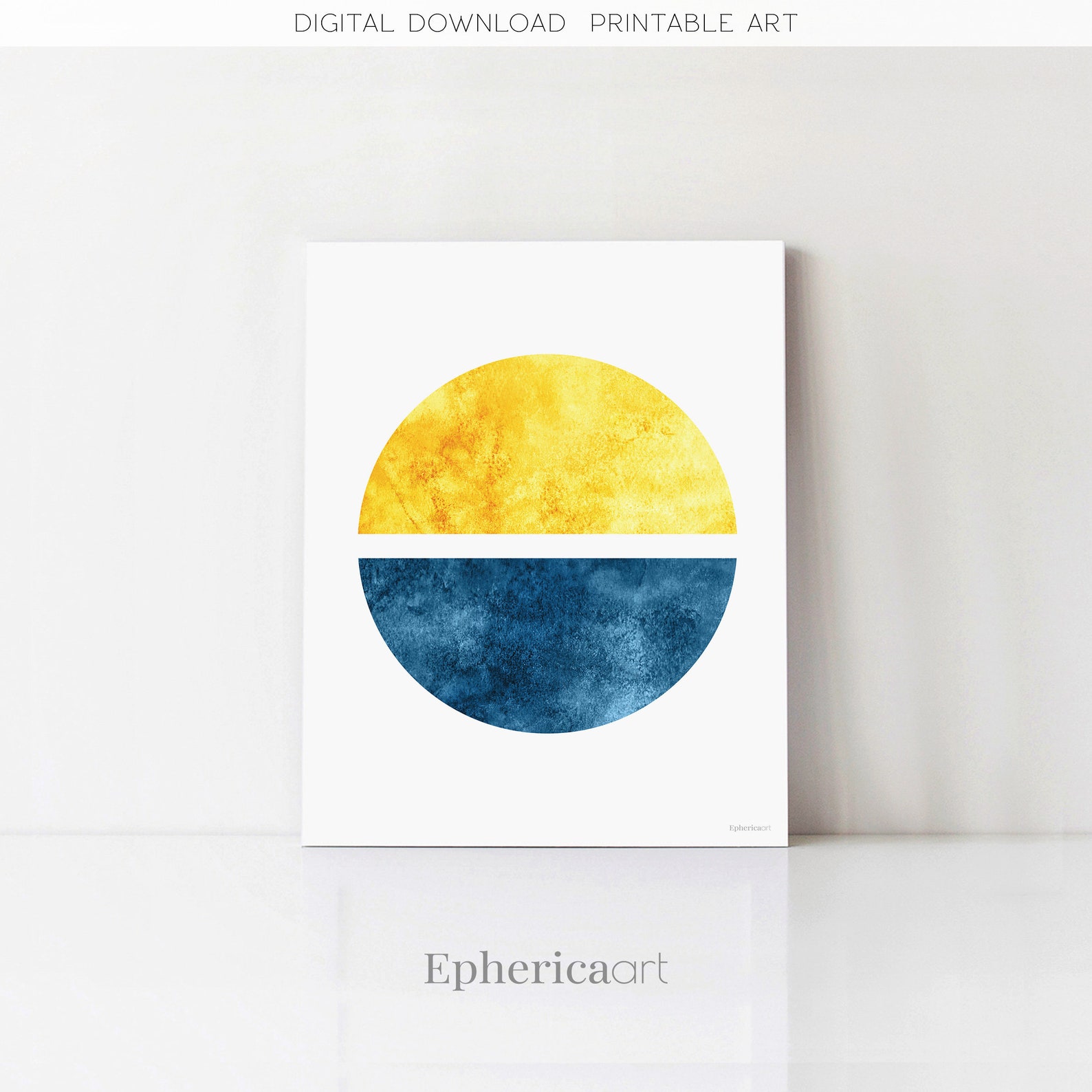 Mustard Yellow and Blue wall art Dorm decor Abstract Etsy