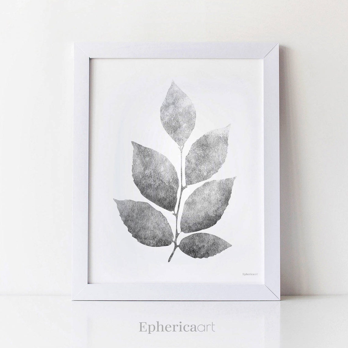 Set of 4 Wall Prints Grey Leaves Gallery Wall PRINTABLE Etsy