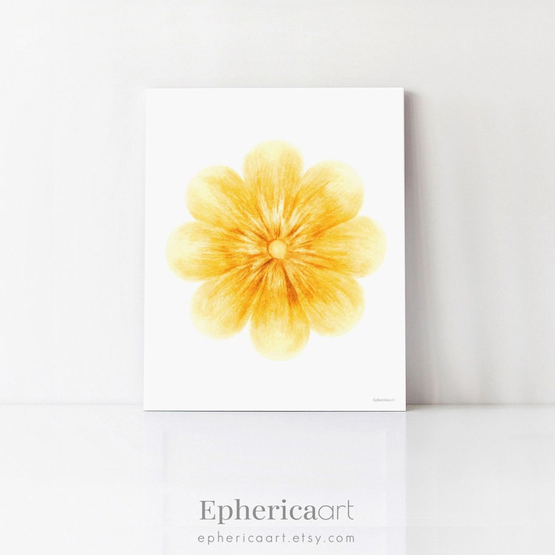 Yellow Flower Art Print Yellow Wall Art Baby Nursery Print Etsy