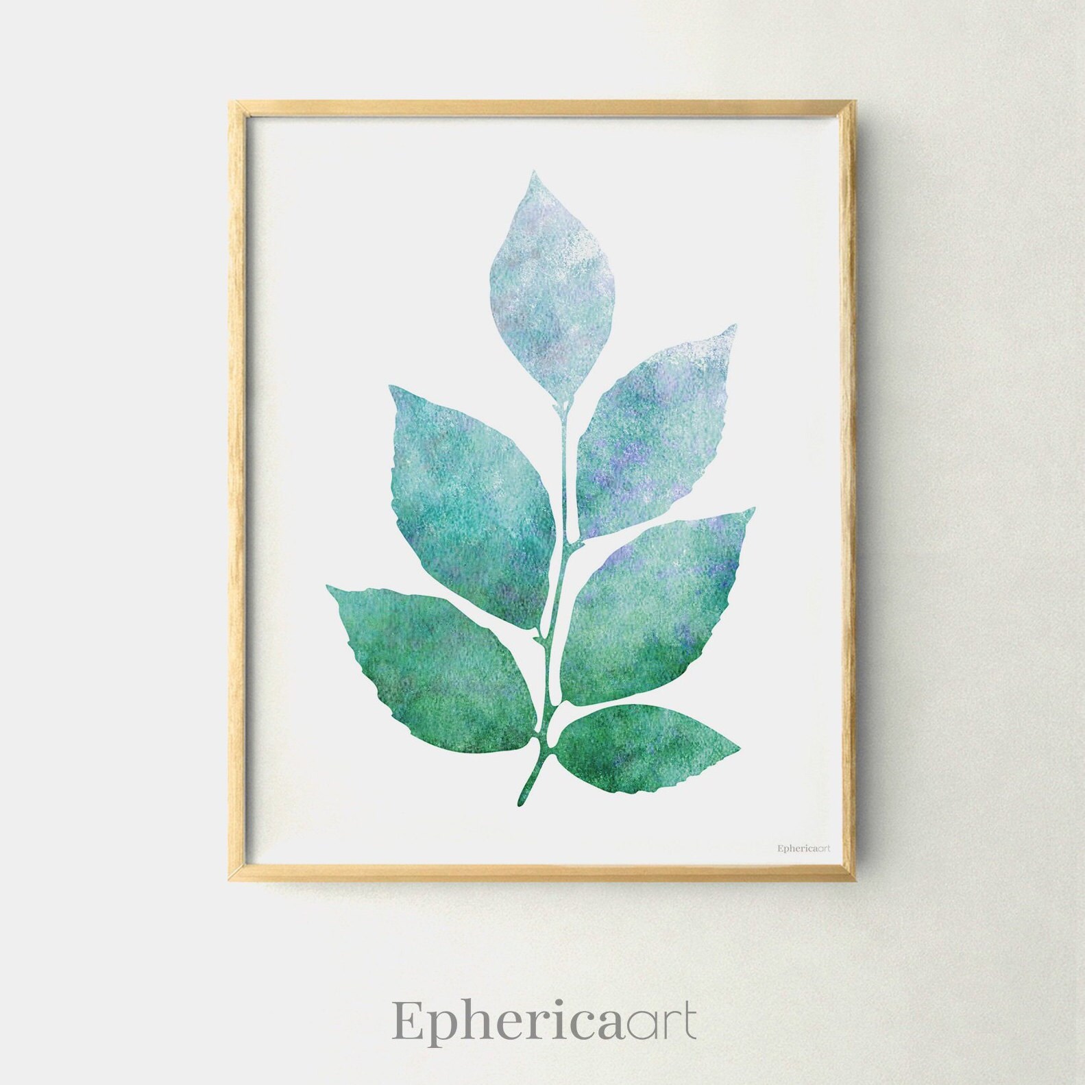 Blue Green prints wall art Set of 4 Artworks Plants Gallery Etsy