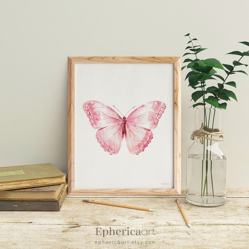 Light Pink Butterfly Wall Decor Pale Pink Baby Girl Art Etsy