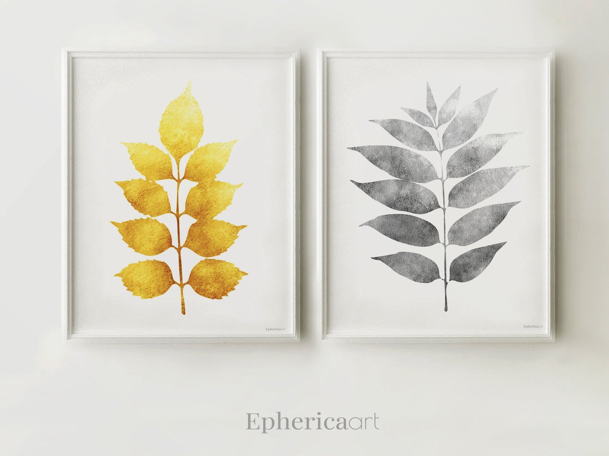 Wall Decor Set of Prints Gray and Yellow Wall Art Set of 4 Etsy