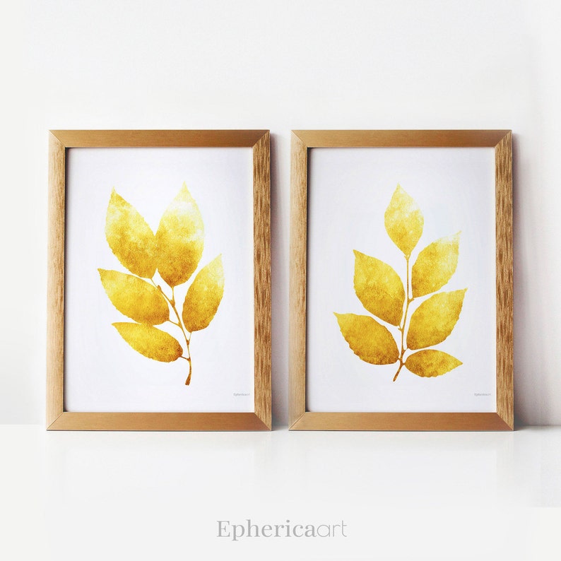 Set of 2 Wall Art Ochre decor Mustard Yellow Prints Kitchen Etsy