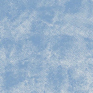 May include: A blue background with a white pattern of small circles and hexagons.