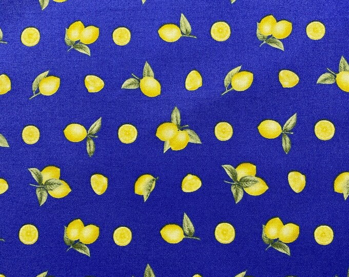 Just Lemons by Henry Glass Fabrics Lemons on Royal Blue Etsy