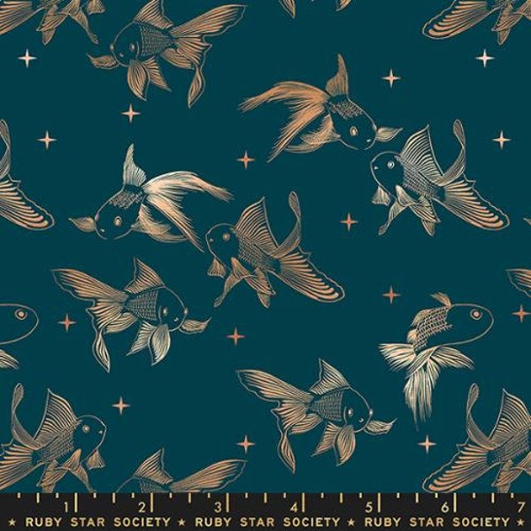 Curio Metallic Galaxy by Melody Miller for Ruby Star Society Metallic Fish in Color 15M Dark Blue