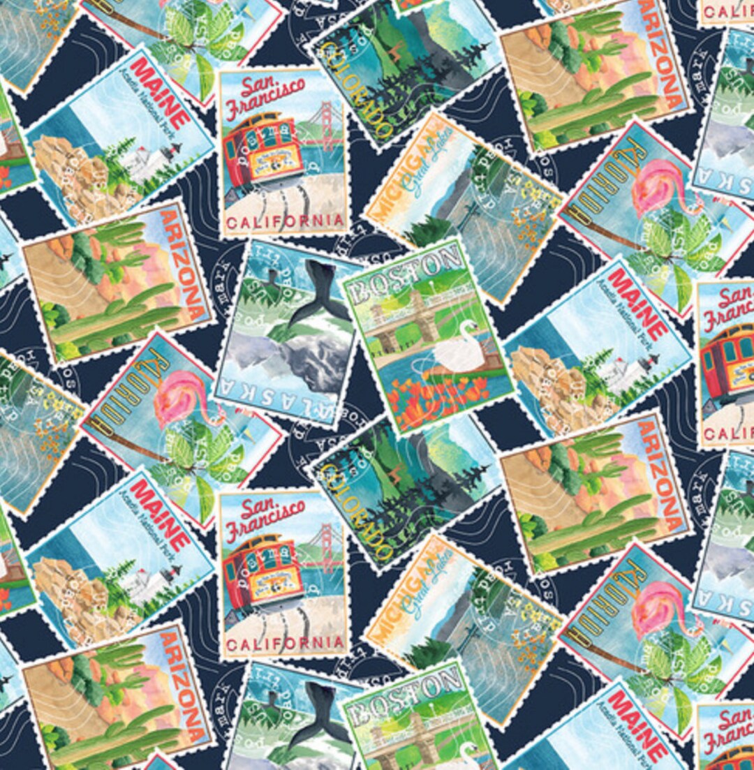 Stamps From Stateside by Blank Fabrics - Etsy