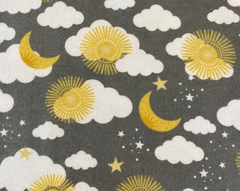 Stay Wild Moon Child Goodnight Dreams by 3 Wishes Fabrics Flannel Charcoal