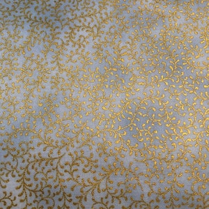 Hoffman Metallic Swirl Print in Blue/Gold