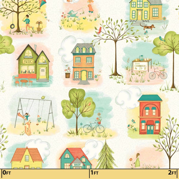 Around the Neighborhood in Ivory from the Be My Neighbor Collection by Terri Degenkolb for Windham Fabrics