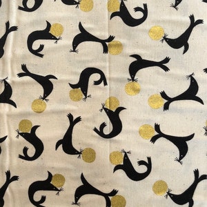 Seal Circus Natural Metallic from Spectacle by Christian Robinson for Cotton and Steel