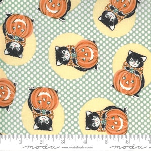 Kitty Corn in Goblin by Urban Chiks for Moda Fabrics Cats and Jack-o&#39;-Lanterns