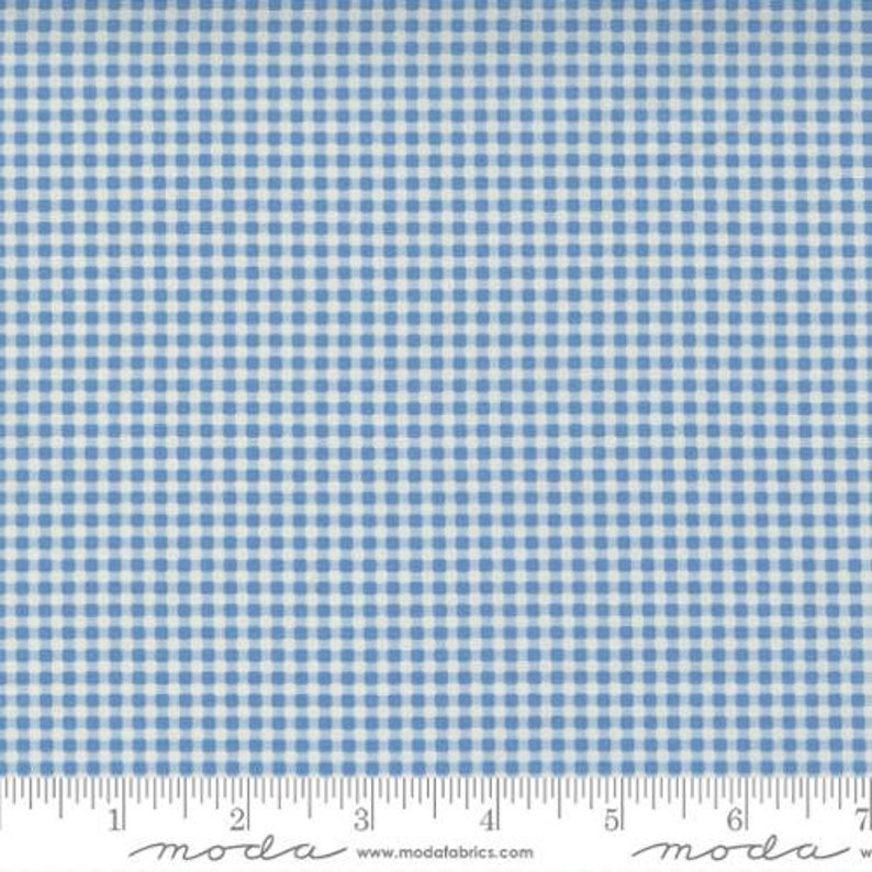 Pale Blue Checked Pattern Picture Perfect in Light Blue Checked by American Jane for Moda Fabrics ...