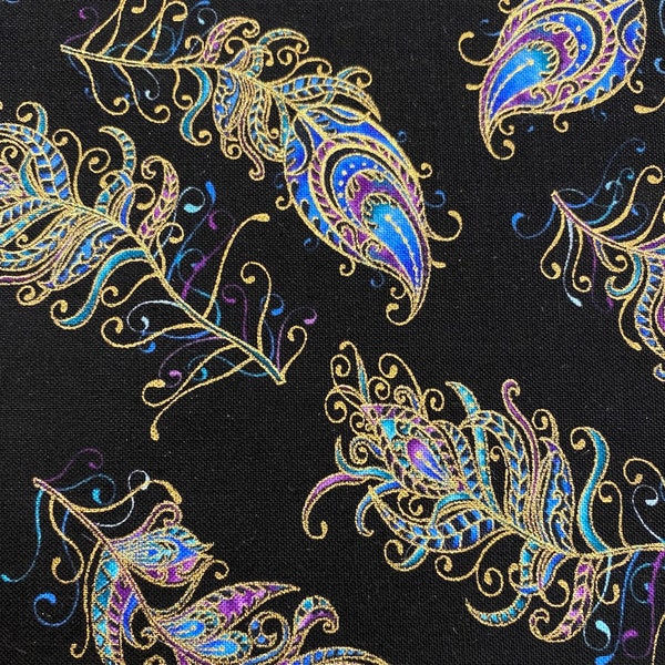Peacock Flourish by Ann Lauer of Grizzly Gulch Gallery for Benartex Fabrics 10235M