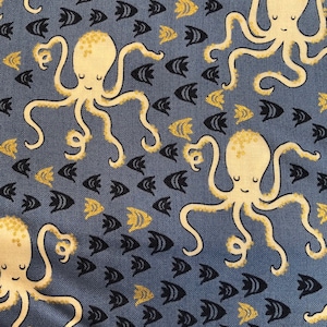 Glitter Critters Octopi in Denim by Michael Miller Fabrics