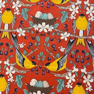 Berry Gifted from Birds of a Feather by Rachel Hauer for Free Spirit Fabrics in Vermillion