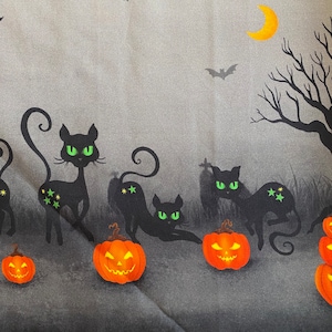 Midnight Mischief Black Cat Border Print by Micheal Miller Fabrics