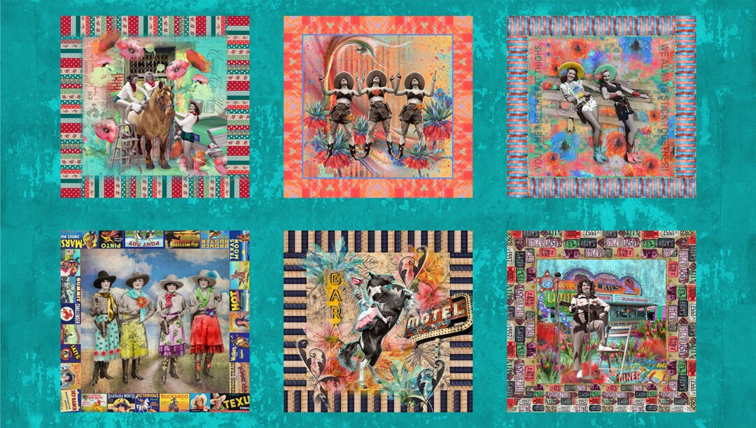 Lipstick Cowgirl Panel by Shari Jenkins for Moda Fabrics Etsy