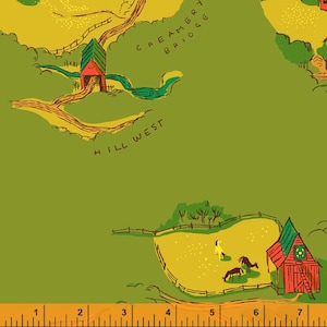 Buttercup Map in Green from West Hill by Heather Ross for Windham Fabrics