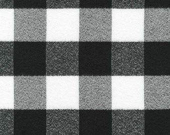 Large Black and White Buffalo Check Mammoth Flannel from Robert Kaufman Fabrics SRKF 16943-1 White