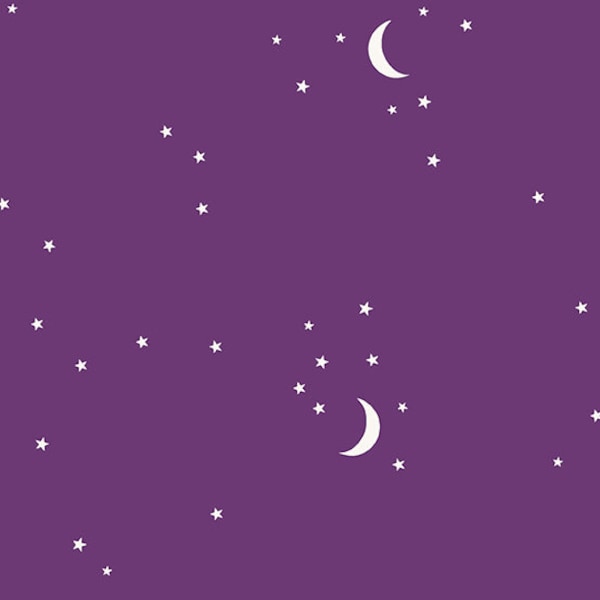 Moon and Stars in Aubergine P1 by Andover Fabrics