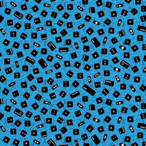 Computer Keys on blue from Data Point by Judy Gauthier for Studio e Fabrics