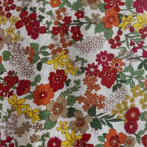 Floral Lawn by Kokka (Very similar to Liberty Prints) Red and Orange Ecru Background 6A01