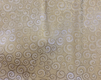 Spirals Metallic in Color 41 Gold and Cream with Gold Metallic for Blank Textiles