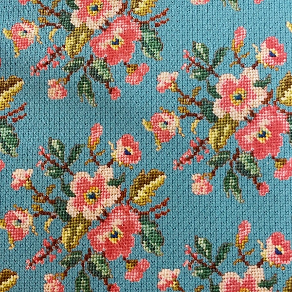 Leather and Lace and Amazing Grace by Cathe Holden for Moda Fabrics Floral Needlepoint on Blue