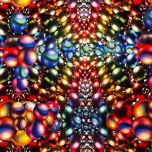 Yuletide Blooms Ornaments in Rainbow A Spectrum Print by CandyQuiltDesign by Marlies for Hoffman Fabrics