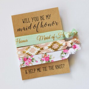 Will You Be My Maid of Honor // Help Me Tie the Knot // Bridesmaid Proposal// Maid of Honor Gift // Maid of Honor Hair Ties image 1
