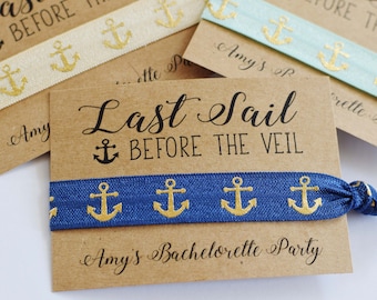 Bachelorette Party Favors//Last Sail Before the Veil//Nautical Bachelorette Party//Elastic Hair Tie//Creaseless Hair Tie//