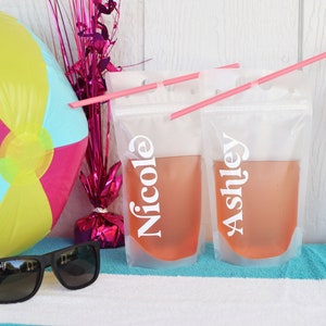 Drink Pouches with Names/Bachelorette Drink Pouch Personalized/Custom Drink Pouch/Adult Capri Sun/Drink Bags/Bachelorette Cups