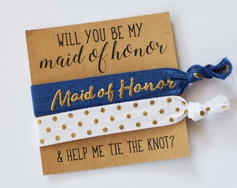 Will You Be My Maid of Honor // Help Me Tie the Knot // Bridesmaid Proposal// Maid of Honor Gift // Maid of Honor Two Hair Ties