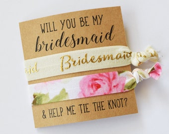 Will You Be My Bridesmaid // Help Me Tie the Knot // Bridesmaid Proposal// Bridesmaid Gift // Bridesmaid Two Hair Ties