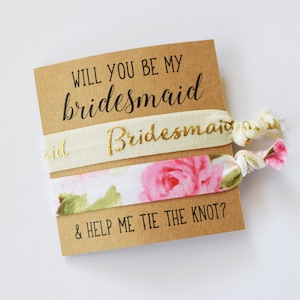 Will You Be My Bridesmaid // Help Me Tie the Knot // Bridesmaid Proposal// Bridesmaid Gift // Bridesmaid Two Hair Ties image 1