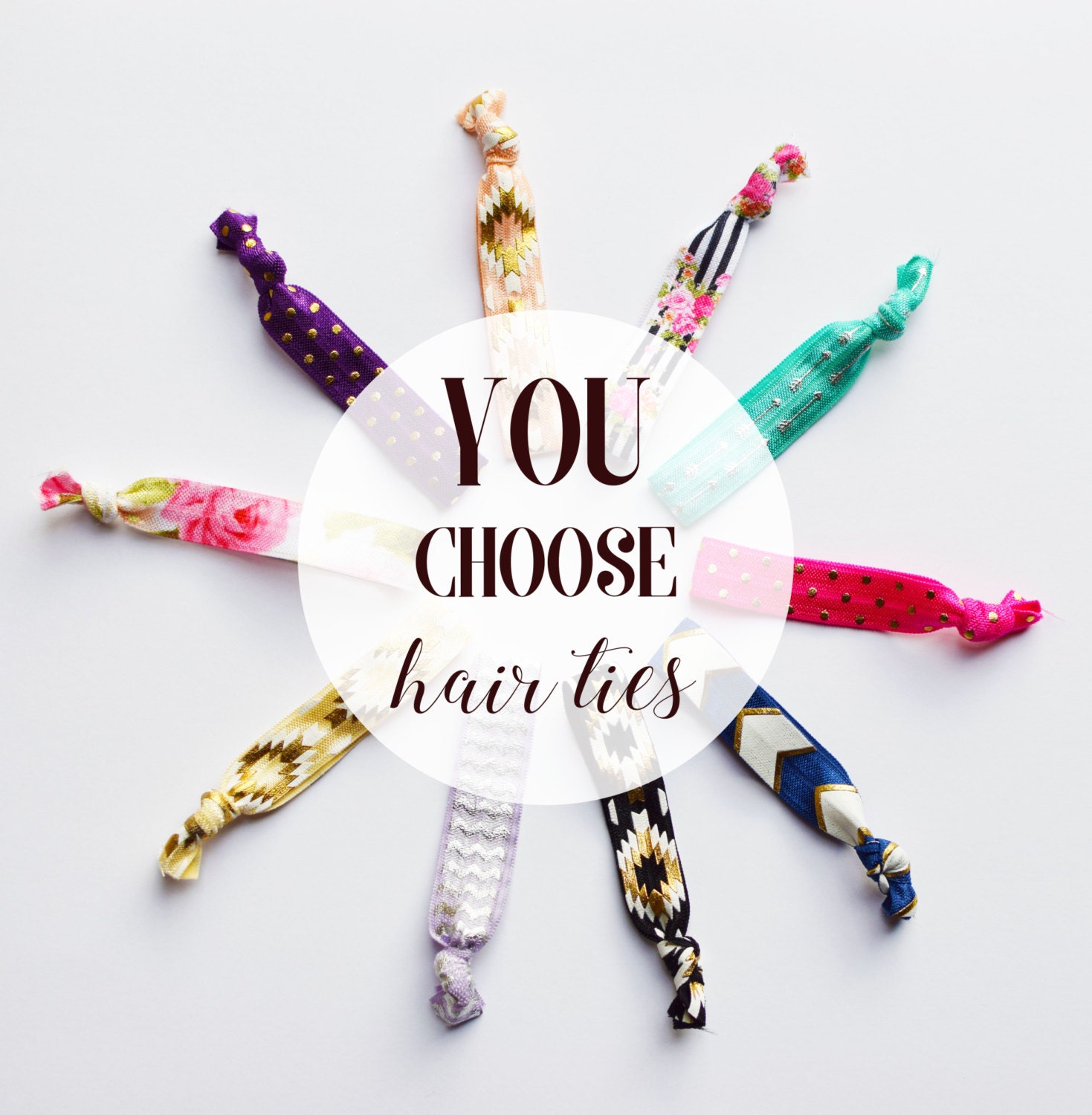 Elastic Hair Ties//Creaseless Hair Ties//You Choose Colors//Everyday …