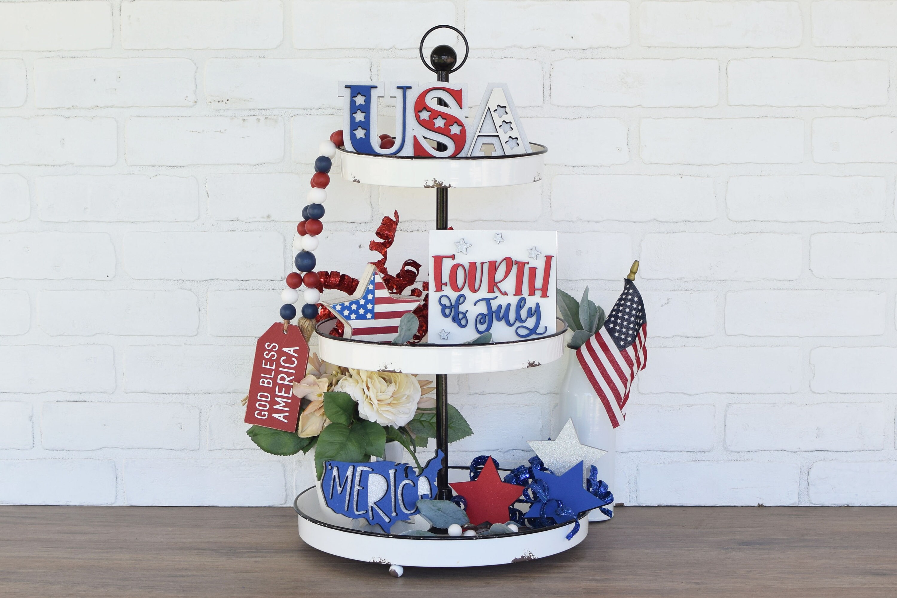 Fourth of July Tiered Tray Decor/Patriotic Decor/Tiered Tray Signs/Mi…