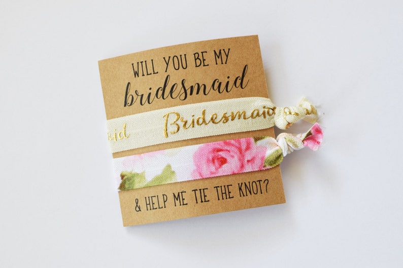 Will You Be My Bridesmaid // Help Me Tie the Knot // Bridesmaid Proposal// Bridesmaid Gift // Bridesmaid Two Hair Ties image 1