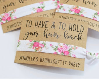 Bachelorette Party Favors //To Have & To Hold Your Hair Back//Bachelorette Party//Elastic Hair Tie//Creaseless Hair Tie/Brown Card