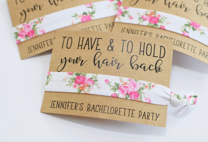 Bachelorette Party Favors //To Have & To Hold Your Hair Back//Bachelorette Party//Elastic Hair Tie//Creaseless Hair Tie/Brown Card 
