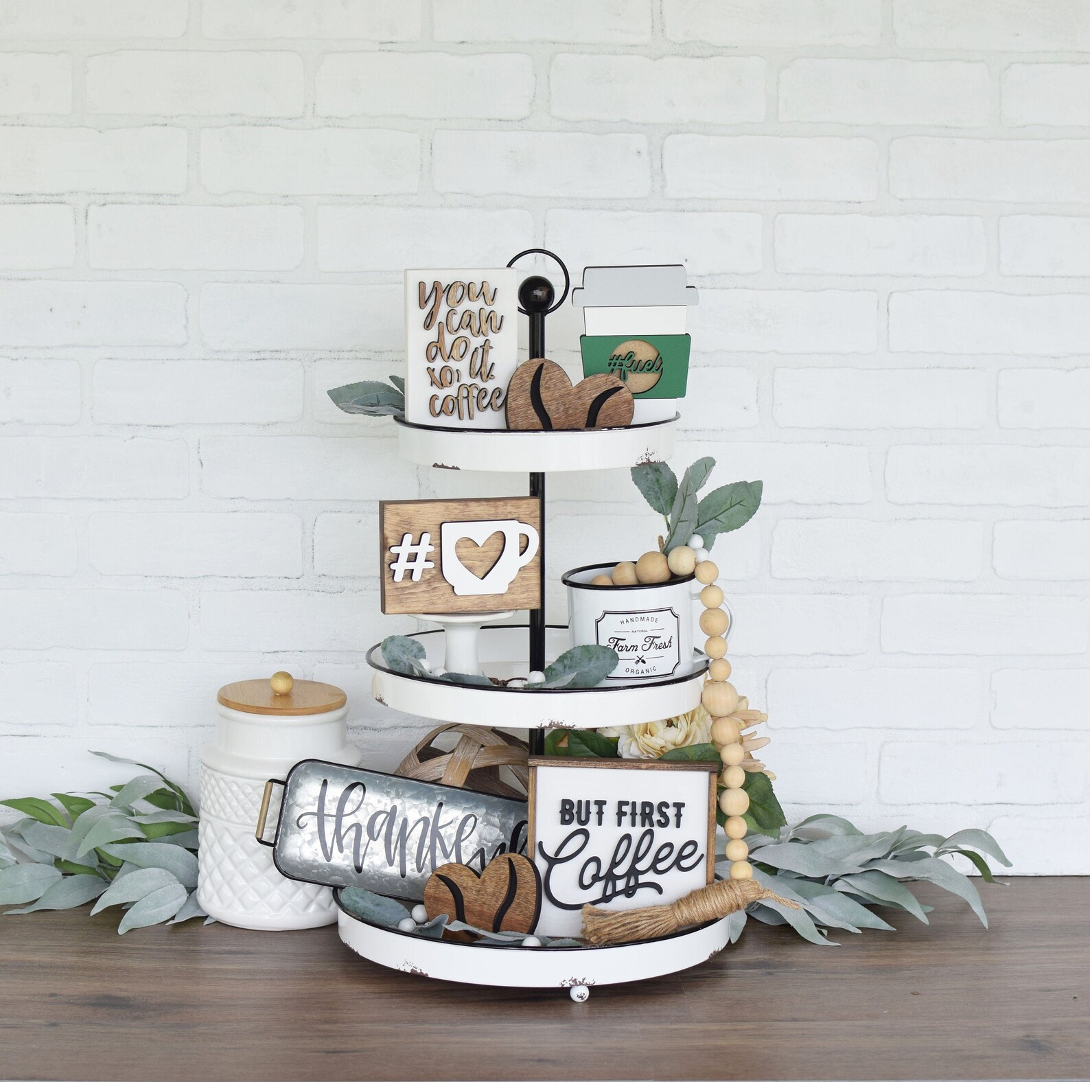 Coffee Theme Tiered Tray Decor/Coffee Bar Signs/Tiered Tray Etsy