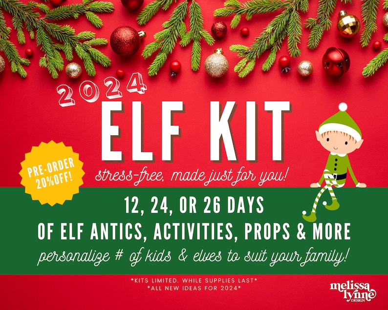 Kit elfe/Kit elfe 2024/24 jours d'activités elfes/Kit d'activités elfes//Maladie elfe/Accessoires elfes/Activités elfes/Journées elfes planifiées/Accessoires elfes image 1