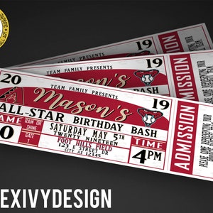 All Star Birthday Bash - Diamondbacks birthday inspired - Baseball ticket - diamondbacks invite