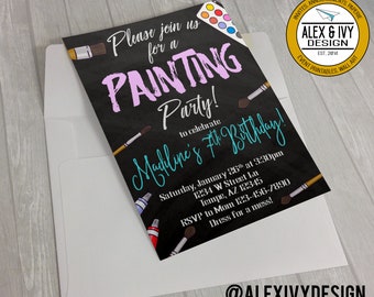 Paint Party Invitation printable - Chalk invitation -art party