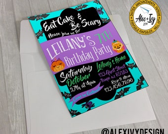 Cute Halloween Birthday Invitation - Kids Halloween Invitation Printable - Digital File