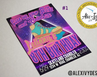 Skate and Celebrate birthday invitation