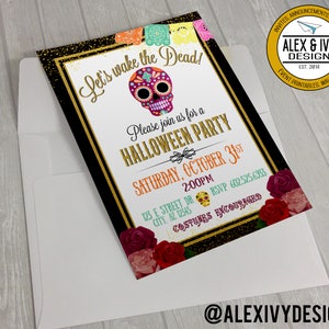 Dia De Los Muertos// Halloween Party invitation - day of the dead// sugar skulls invitation - Flyer